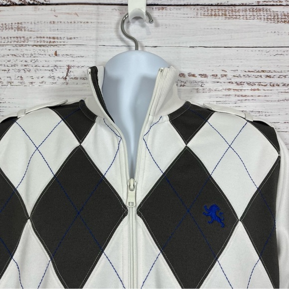 Express White Gray Argyle Full Zip Long Sleeve Jacket - Picture 4 of 15